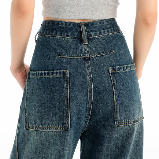 罗蒙女士阔腿牛仔裤女休闲四季款高腰宽松舒适百搭通勤女长裤九分裤 商品图6