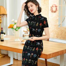 「自」全新升级【铂金会员293/天猫399/差价106】(12253)洛诗琳2025新款复古中国风棉麻刺绣中式改良款旗袍连衣裙女