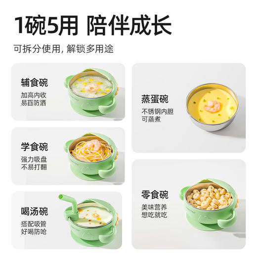 贝肽斯宝宝辅食碗自主进食吸盘碗婴儿专用硅胶碗训练吃饭儿童餐具 商品图1