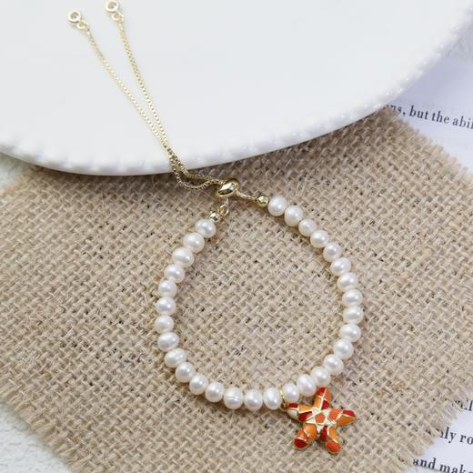 自营（眷一珠宝）-原创设计儿童天然淡水珍珠手链海洋海星项链卡通可爱女孩男孩节日生日礼物 商品图2