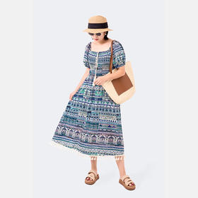 民族风印花连衣裙