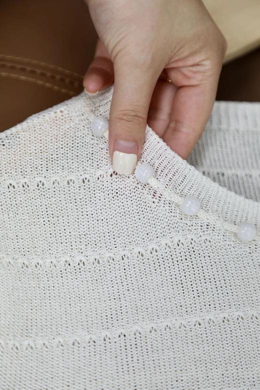 LPIUTY品牌直发！罗马夏日季风白~和纸纱镂空针织短袖 B017575 商品图8