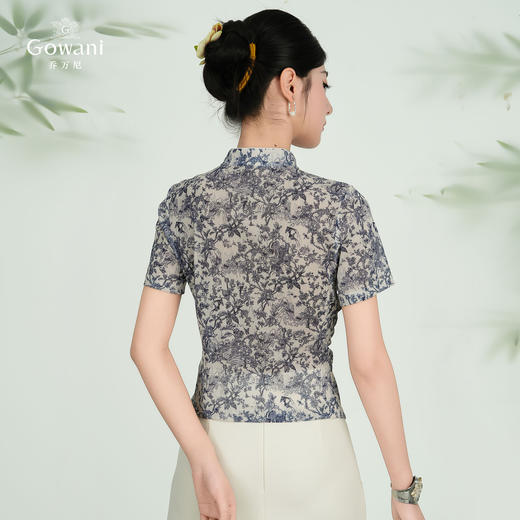 乔万尼新品2025水墨风旗袍领不规则设计新中式上衣ED2C558 商品图4