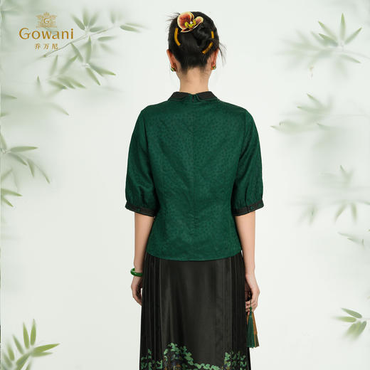 【松绿色】【香云纱】乔万尼新品2025新中式上衣刺绣真丝小衫ED2C503 商品图4