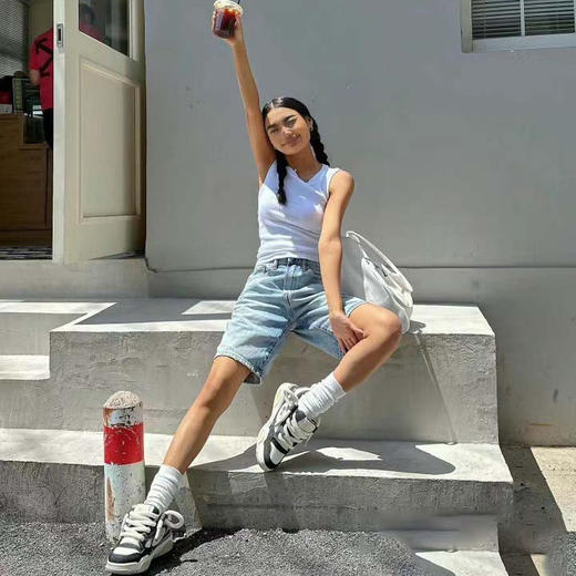 「K」洛诗琳44911土耳其长绒棉怀旧复古高腰显瘦五分牛仔裤女2403 商品图2