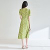 「高货sh」全新升级【铂金会员293/天猫399/差价106】(05046)洛诗琳夏季牛油果绿碎花茶歇裙2025收腰显瘦V领碎花连衣裙 商品缩略图4