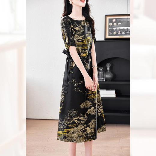 TC 0307弹力缎真丝大码妈妈装连衣裙桑蚕丝裙 商品图2