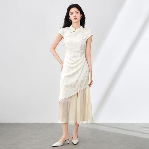 「高货wl」全新升级【铂金会员330/天猫449/差价119】(02501)洛诗琳新中式蝴蝶提花连衣裙2025夏季收腰国风改良旗袍裙 商品图2