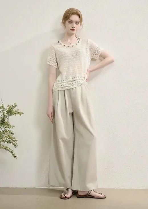 LPIUTY品牌直发！罗马夏日季风白~和纸纱镂空针织短袖 B017575 商品图0