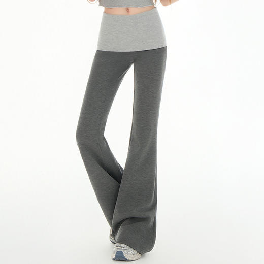 罗蒙女士休闲裤高腰显瘦时尚拼接款修身瑜伽裤弹力好穿女长裤 商品图2