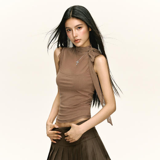 Ariseism  美式复古修身外穿无袖吊带背心女夏季新款内搭打底上衣 商品图2