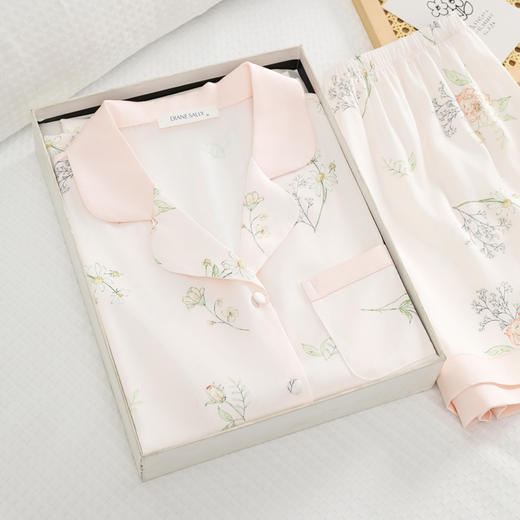 「自」洛诗琳维密定制春夏薄款印花冰丝短袖短裤两件套时尚休闲可外穿家居服套装女99800 商品图5