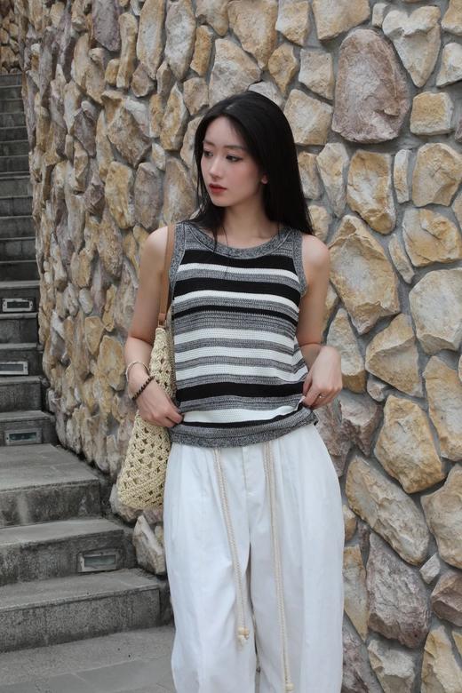 LPIUTY品牌直发！漫步南澳岛~亚麻天丝花纱针织背心 C067808 商品图1