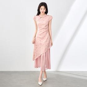 「高货wl」全新升级【铂金会员330/天猫449/差价119】(02501)洛诗琳新中式蝴蝶提花连衣裙2025夏季收腰国风改良旗袍裙