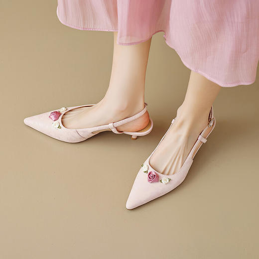 【预售5天】法式绝美凉鞋女夏季新款法式气质配裙子感一字带高跟鞋LGYZNX&371-7 商品图4