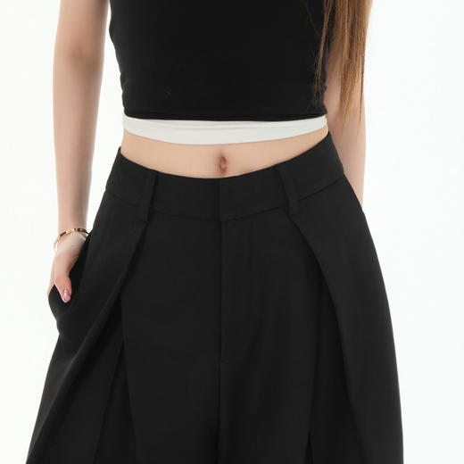 罗蒙女士春夏休闲西裤高腰宽松显瘦阔腿长裤休闲通勤女九分裤 商品图4