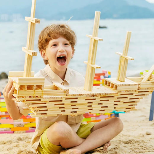 GZKmideer弥鹿MD1168阿基米德积木-原木色 商品图4