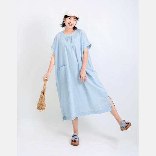 净色棉麻连衣裙 商品图1