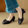 【预售5天】法式蝴蝶结浅口粗跟单鞋，配裙子真皮高跟鞋NJMK&K1313 商品缩略图4
