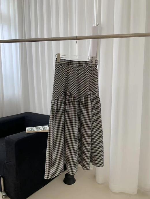 亚麻棉格纹半身裙 C21925112 商品图1