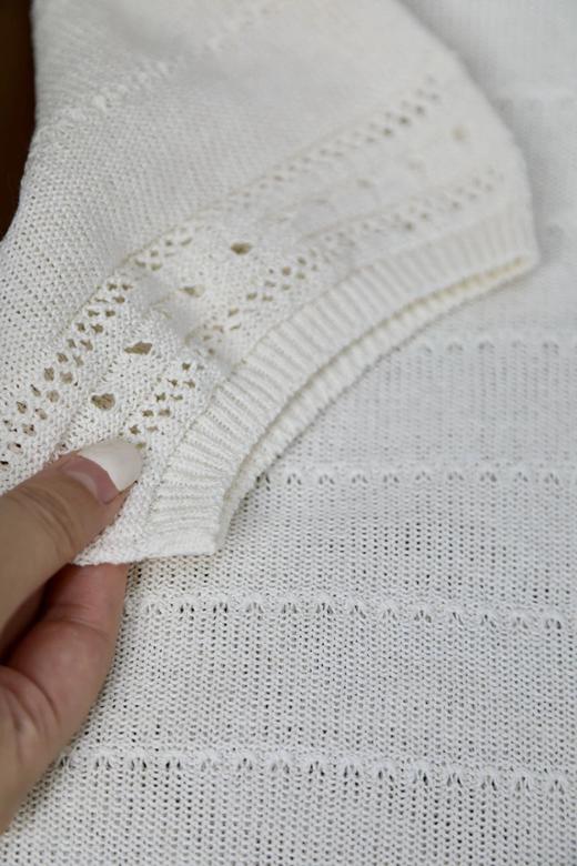 LPIUTY品牌直发！罗马夏日季风白~和纸纱镂空针织短袖 B017575 商品图9