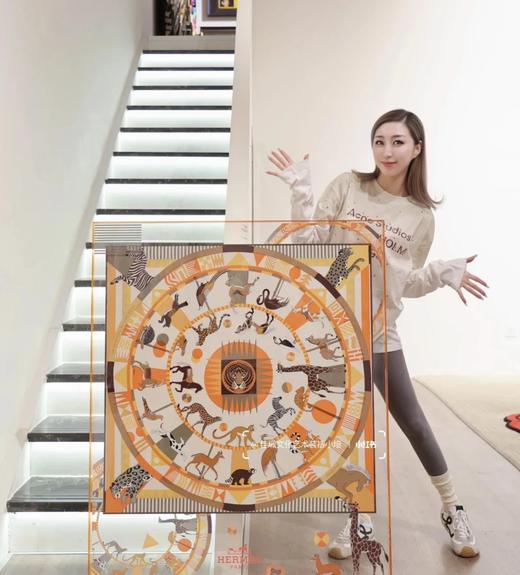 售完无补  稀罕牛货  王者之虎旋转木马丝巾  无标 纯h真丝披肩 商品图1