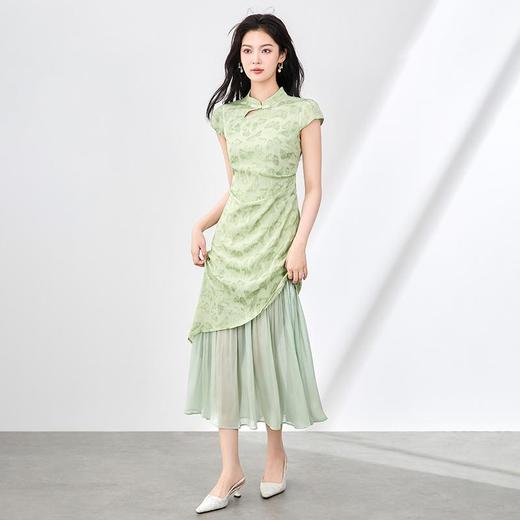 「高货wl」全新升级【铂金会员330/天猫449/差价119】(02501)洛诗琳新中式蝴蝶提花连衣裙2025夏季收腰国风改良旗袍裙 商品图1