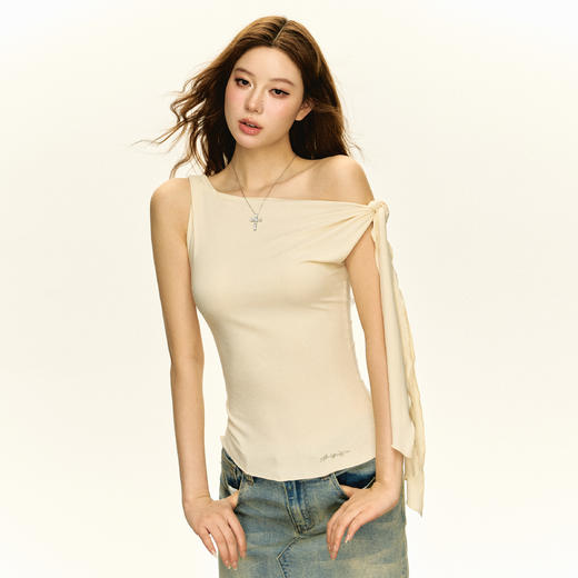 Ariseism 美式复古辣妹设计感露肩短袖T恤女2025夏季新款修身上衣 商品图2