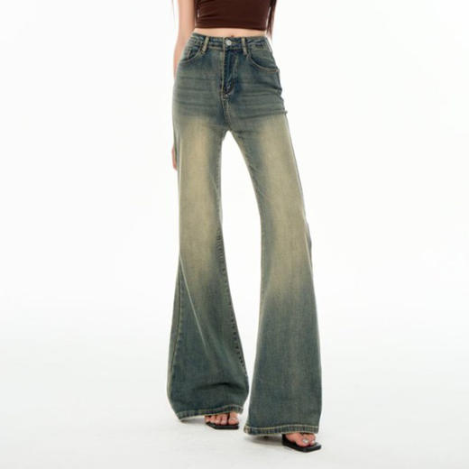 罗蒙女士高腰微喇牛仔裤夏季宽松显瘦梨型身材直筒长裤休闲时尚百搭女裤 商品图1