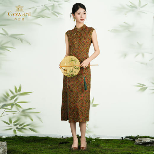 乔万尼新品修身旗袍立领无袖真丝连衣裙ED2E551 商品图1