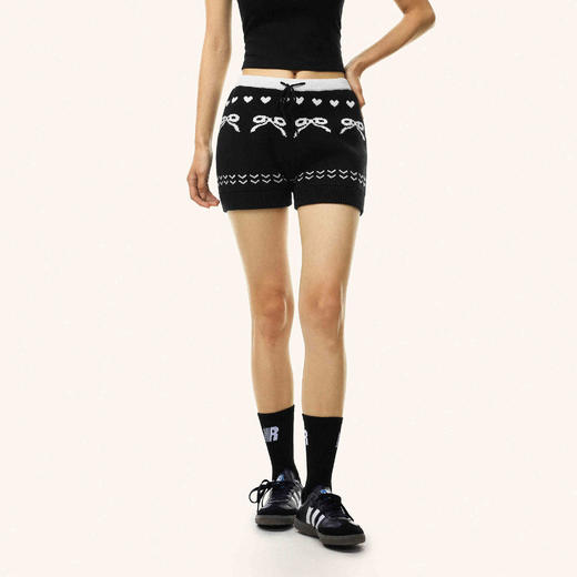 FDR官方店 提花蝴蝶结毛织短裤女夏季潮牌辣妹超短裤 商品图3