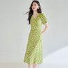 「高货sh」全新升级【铂金会员293/天猫399/差价106】(05046)洛诗琳夏季牛油果绿碎花茶歇裙2025收腰显瘦V领碎花连衣裙 商品缩略图3
