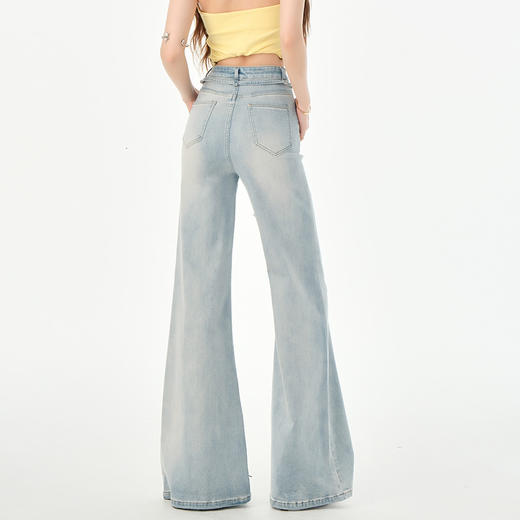 罗蒙女士微喇牛仔裤高腰修身显瘦长裤九分裤休闲时尚百搭女裤子 商品图2