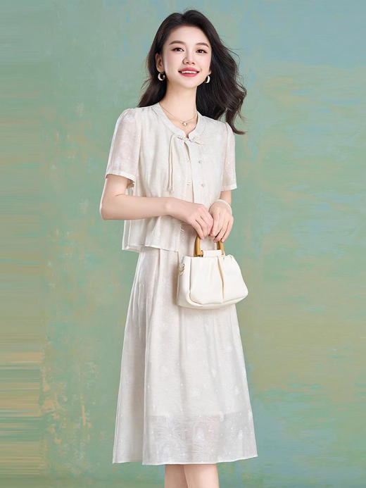 「自」全新升级【铂金会员293/天猫399/差价106】(99447)洛诗琳气质优雅连衣裙套装2025夏季新款国风刺绣背心裙两件套女 商品图2