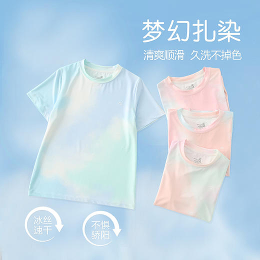 夏季儿童T恤男女童短袖扎染款速干体恤打底衫中大童冰丝上衣童装 商品图1