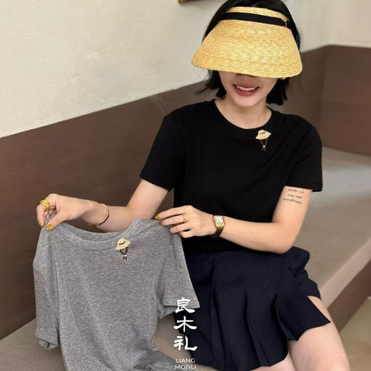 【部分现货】良木礼莱赛尔绣花T（2123） 商品图0