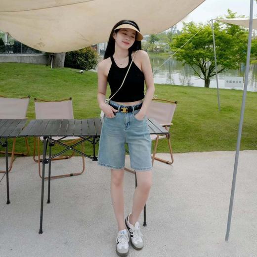 「K」洛诗琳44911土耳其长绒棉怀旧复古高腰显瘦五分牛仔裤女2403 商品图0