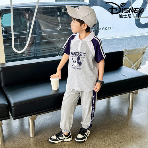 迪士尼男童套装夏季2025新款儿童运动服薄款polo衫两件套大童夏装 商品图3
