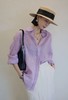 治愈贵妇紫老钱风棉麻衬衫防晒衫 商品缩略图0