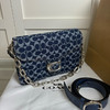 夏季特惠💰500 蔻驰【新品】女士经典标志丹宁布CHAIN TABBY单肩包老花 CAN15 尺寸：26*17*8cm 商品缩略图1