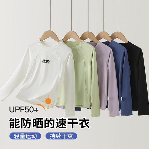 儿童速干衣防晒长袖t恤春夏新款女童瑜伽训练打底衫男童运动上衣 商品图0
