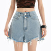 罗蒙女士夏季牛仔短裤高腰宽松显瘦时尚百搭休闲通勤女短裤 商品缩略图5
