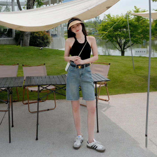 「K」洛诗琳44911土耳其长绒棉怀旧复古高腰显瘦五分牛仔裤女2403 商品图1