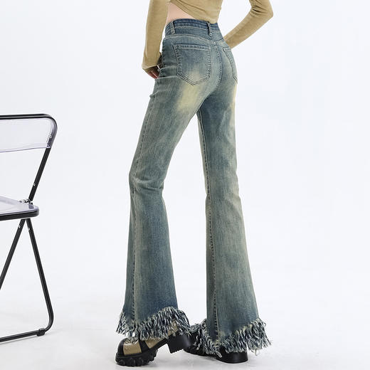 罗蒙女士四季款微喇牛仔裤休闲时尚百搭女长裤高腰显瘦牛仔裤 商品图2