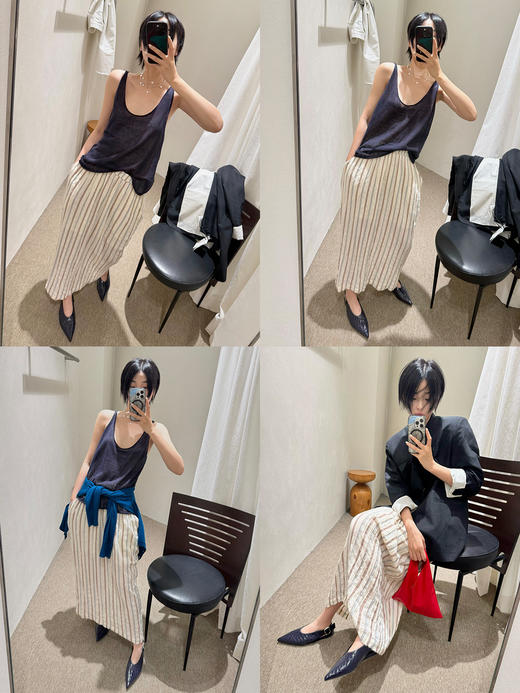 HIDEMI 进口牛皮鳄鱼纹尖头摩登松紧带可调节扣平底鞋单鞋 夜空蓝/杏仁灰 商品图2