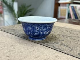 柴窑青花万花杯