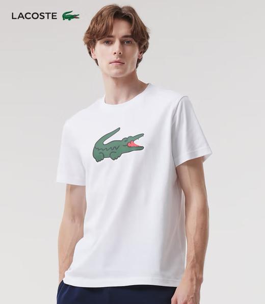 【5.7折】5楼法国鳄鱼LACOSTE男装时尚简约休闲日常logo正肩短袖T恤TH7513-98-2D8吊牌价690折后价390 商品图0
