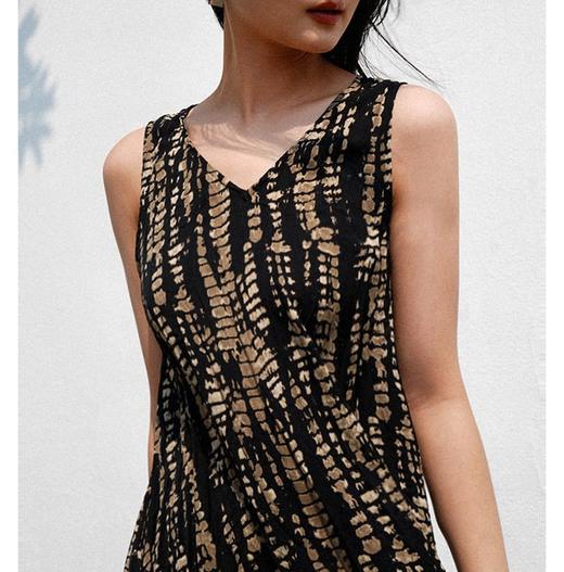 贵气黑金老钱风 艺术肌理感三醋酸连衣裙 会呼吸的面料  3D立体黑金波纹 商品图1