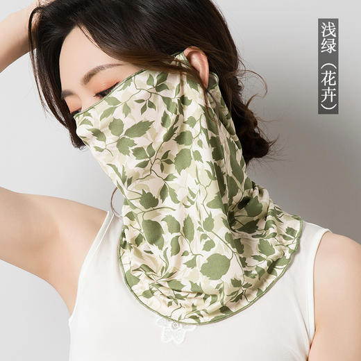 丁摩 真丝蒙面巾女薄印花100桑蚕丝针织挂耳丝巾1021A 商品图5