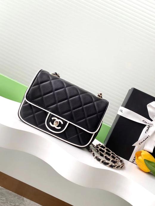 香奈儿 25P 双C LOGO 菱格纹 拼色 皮穿链 羊皮 手拿包单肩包 （LU） 商品图0